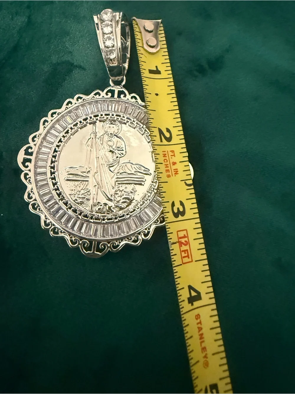 Sterling Silver Religious Medallion Pendant in Silver